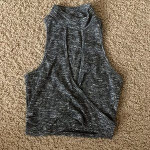 Heathered Gray Crop Top Halter Key Hole